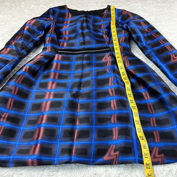 Unbranded long sleeved fit and flare electric check dress, size 2 - Picture 4 of 10
